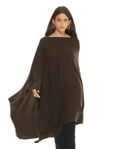 Monticelli Cashmere Pure Cashmere Long Poncho In Brown