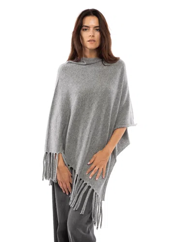 Monticelli Cashmere Pure Cashmere Poncho With Fringes In Brown