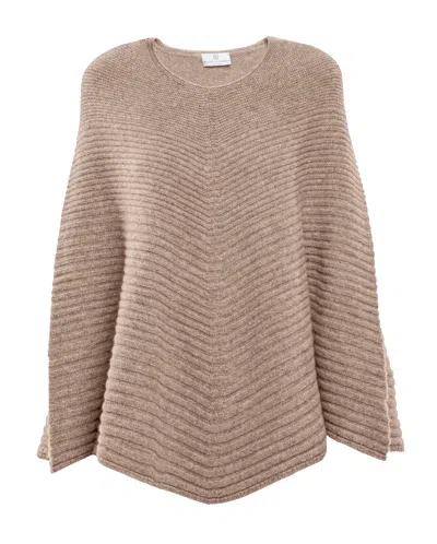 Monticelli Cashmere Pure Cashmere Ribbed Knit Poncho In Metallic