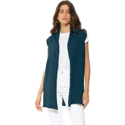 Monticelli Cashmere Pure Cashmere Sleeveless Long Open Front Cardigan In Green