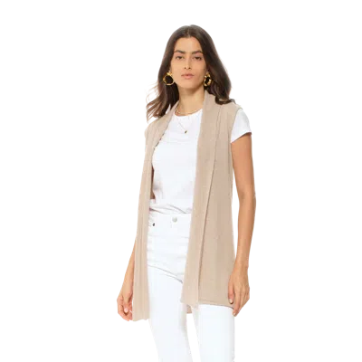 Monticelli Cashmere Pure Cashmere Sleeveless Long Open Front Cardigan In Neutral