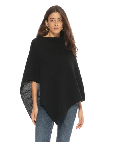 Monticelli Cashmere Pure Cashmere Textured Knit Poncho In Black