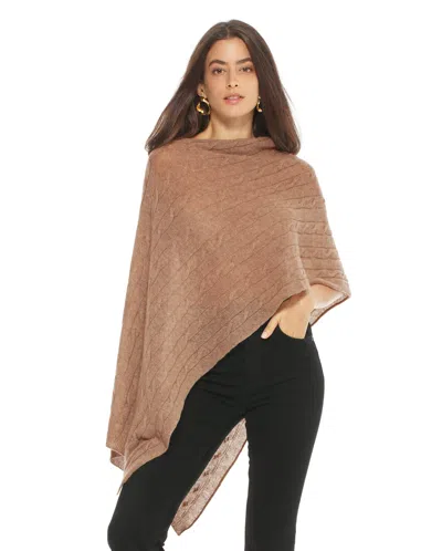 Monticelli Cashmere Pure Cashmere Textured Knit Poncho In Brown