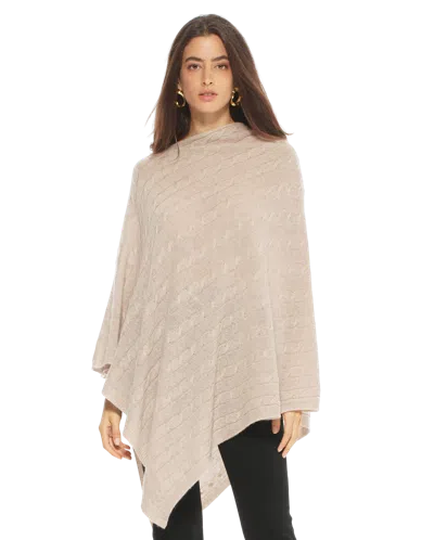 Monticelli Cashmere Pure Cashmere Textured Knit Poncho In Neutral