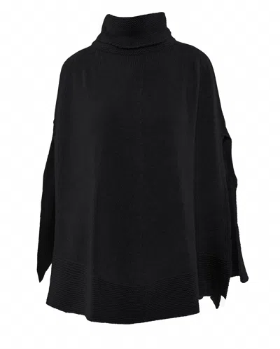 Monticelli Cashmere Pure Cashmere Turtleneck Poncho Taupe In Black