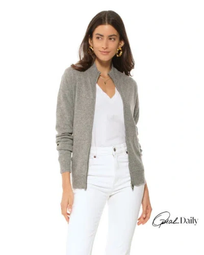 Monticelli Cashmere Pure Cashmere Zip Cardigan In Green