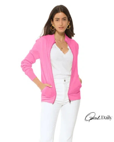 Monticelli Cashmere Pure Cashmere Zip Cardigan In Pink