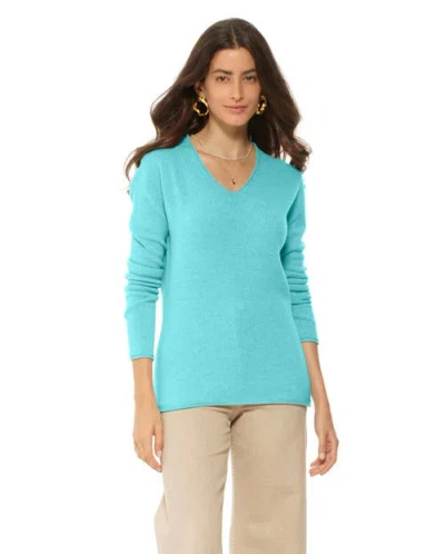 Monticelli Cashmere Ultra-light Pure Cashmere V-neck Sweater In Blue