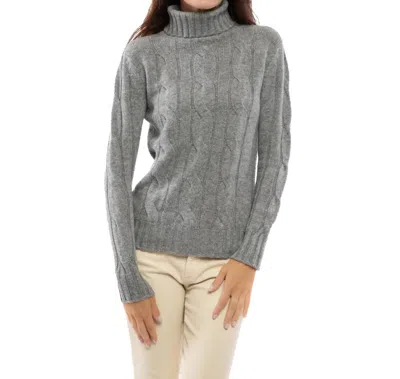 Monticelli Cashmere Women's Pure Cashmere Cable Knit Turtleneck Sweater In Melange Gray