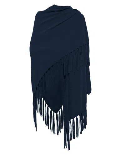 Monticelli Cashmere Pure Cashmere Fringe Wrap In Blue