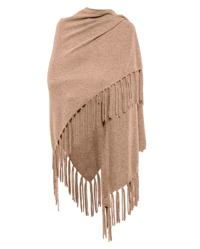 Monticelli Cashmere Pure Cashmere Fringe Wrap In Brown