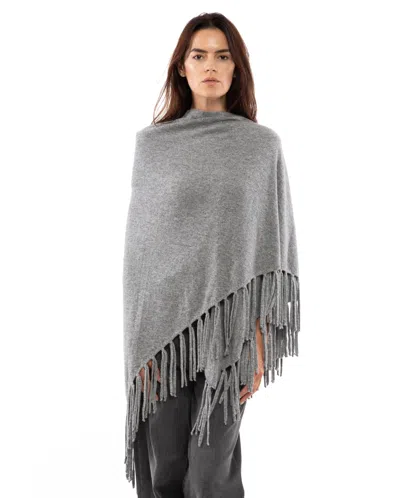Monticelli Cashmere Pure Cashmere Fringe Wrap In Gray