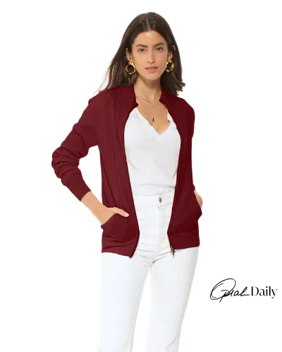 Monticelli Cashmere Women's Pure Cashmere Zip Cardigan In Burgundy