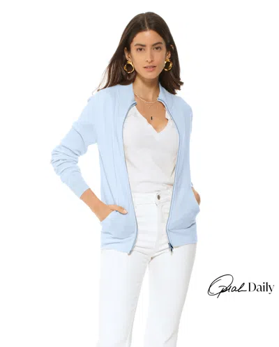 Monticelli Cashmere Women's Pure Cashmere Zip Cardigan In Blue