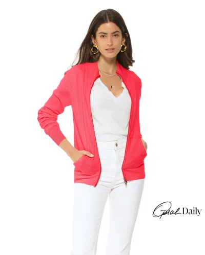 Monticelli Cashmere Pure Cashmere Zip Cardigan In Red