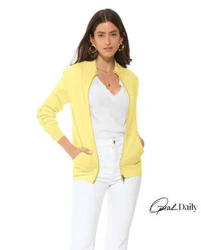 Monticelli Cashmere Women's Pure Cashmere Zip Cardigan In Yellow