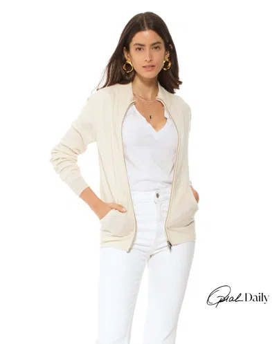 Monticelli Cashmere Women's Pure Cashmere Zip Cardigan In Neutral