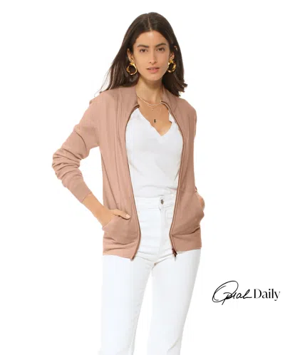 Monticelli Cashmere Pure Cashmere Double Slider Slider Zip Cardigan In Neutral