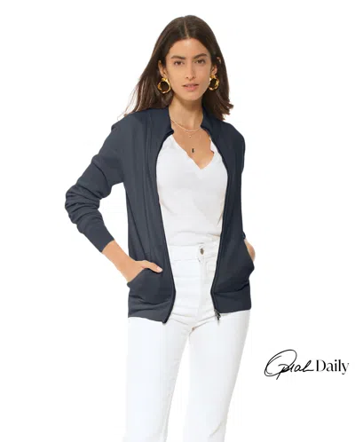 Monticelli Cashmere Women's Pure Cashmere Zip Cardigan In Blue