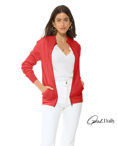 Monticelli Cashmere Women's Pure Cashmere Zip Cardigan In Red