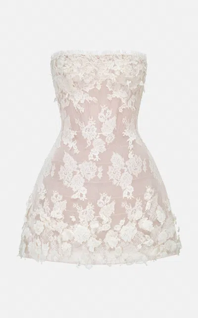 Montsand 3d Floral Lace Mini Dress In White