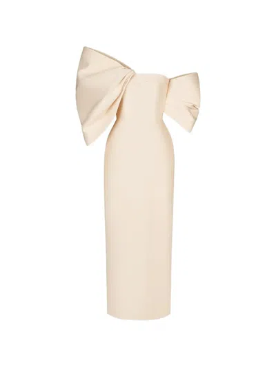 Montsand Bow-detail Off-shoulder Midi Dress In Pink