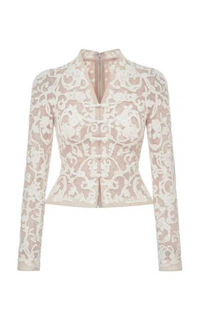 Montsand Brocade Long-sleeve Top In Neutral