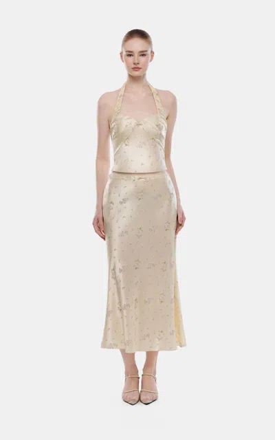 Montsand Floral Beaded-fringe Silk-blend Midi Skirt