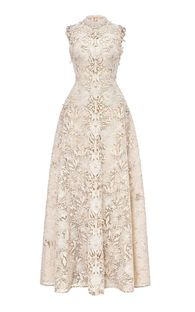 Montsand Flower Beaded Maxi Dress In Neutral