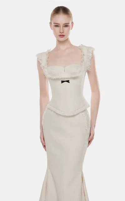 Montsand Fringe Corset Cotton Top In Neutral