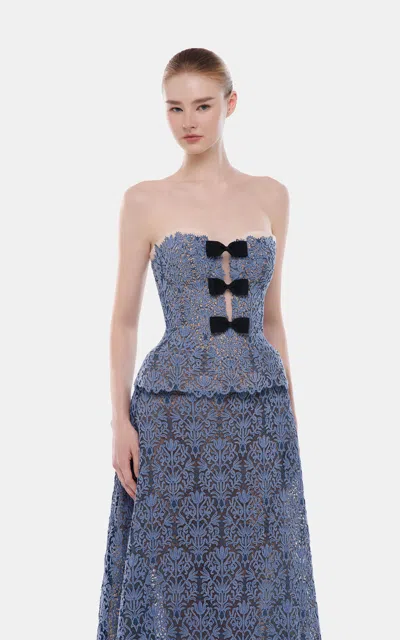 Montsand Lace Bow Bustier Top In Blue