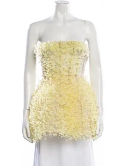 Pre-owned Montsand Patterned Strapless Top In Yellow