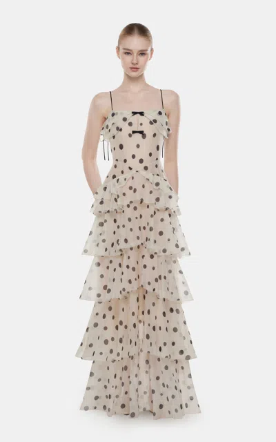 Montsand Polka Dot Ruffle Maxi Dress In Multi