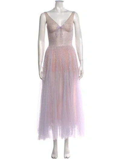 Pre-owned Montsand Printed Midi Length Dress In Purple