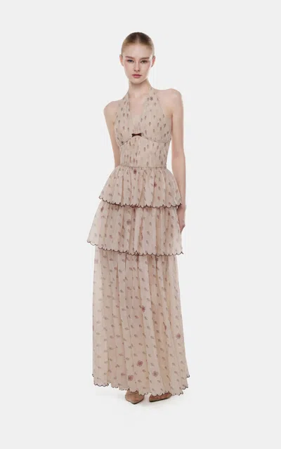 Montsand Printed Tiered Ruffle Linen-blend Maxi Dress In Multi