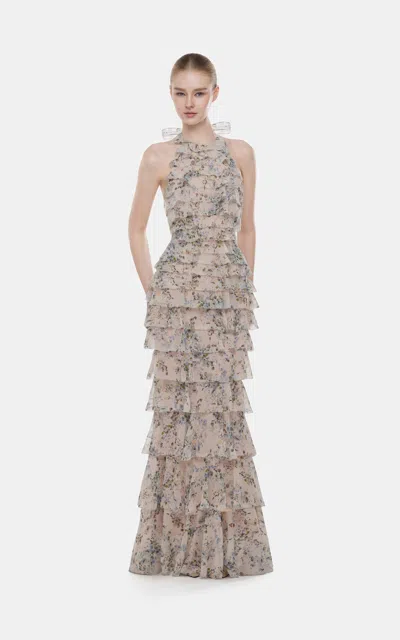 Montsand Ruffle Bow-back Maxi Dress In Multi