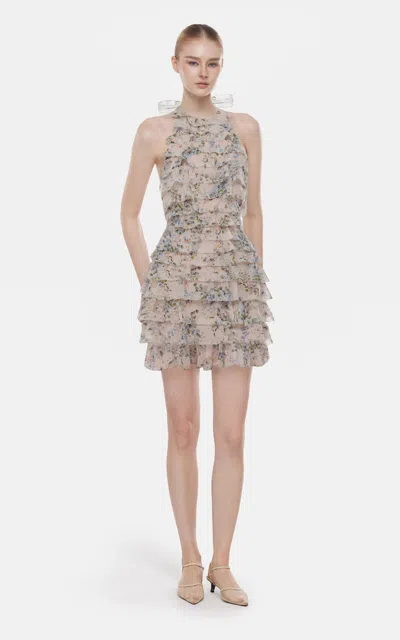 Montsand Ruffle Bow-back Mini Dress In Gray