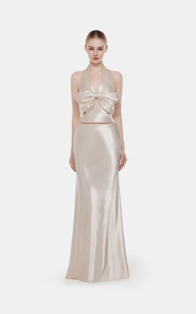 Montsand Satin Maxi Skirt In Neutral