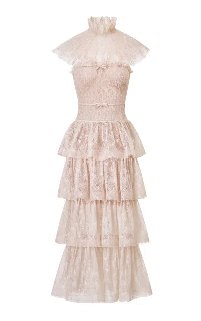 Montsand Tiered Cape Maxi Dress In Pink