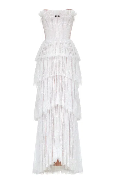 Montsand Tiered Lace Midi Dress In White