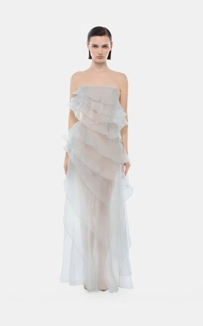 Montsand Tiered Strapless Maxi Dress In Blue