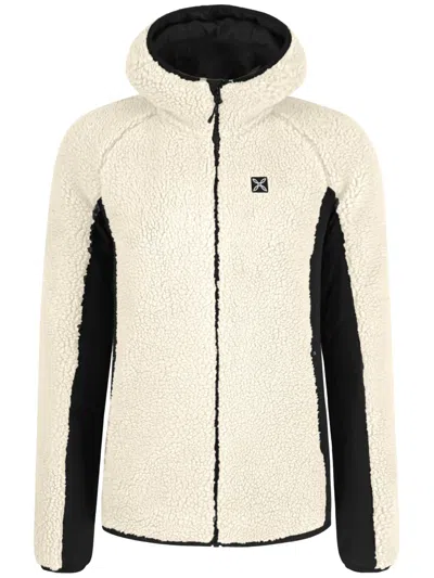 Montura Plush Sherpa Fleece Jacket With Sporty Black Accents In White