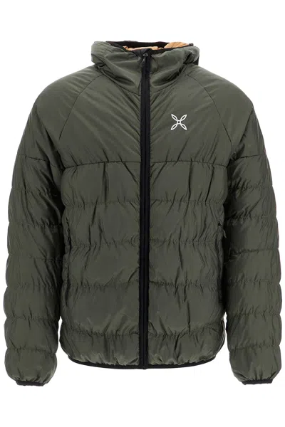 Montura Quilted Nylon Down Jacket With Hood And Contrast Lining In Gray