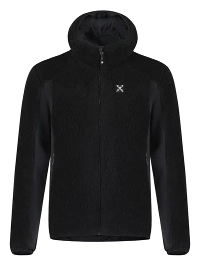 Monture Zipped Fleece Hoodie In Black