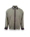 Monzlapur Embossed Botanic Long Sleeve Crepe Shirt In Multi