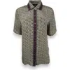 Monzlapur Embossed Botanic Short Sleeve Crepe Shirt In Gray
