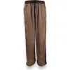 Monzlapur Embossed Botanical Crepe Pant In Brown