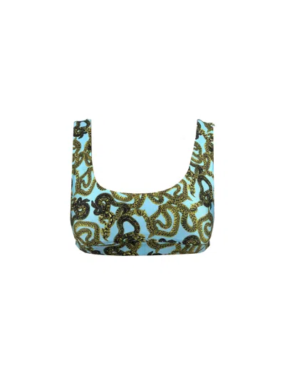 Monzlapur New York Women's Blue Snake Print Bralette - Turquoise