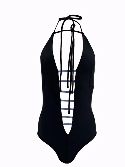Monzlapur New York Women's Bodysuit With Contrast Straps - Black