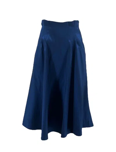 Monzlapur New York Women's Box Pleated Taffeta Skirt - Blue